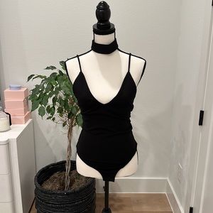 Backstage Nena Bodysuit Black with Separate Choker NWT